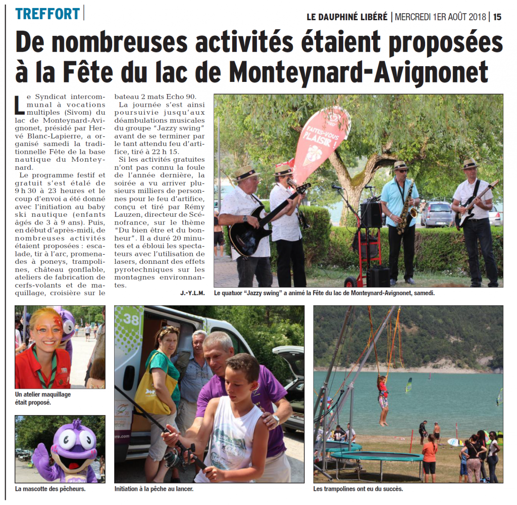 Scénofrance Article Dauphiné Libéré Feu d'artifices fête du lac Monteynard Isère